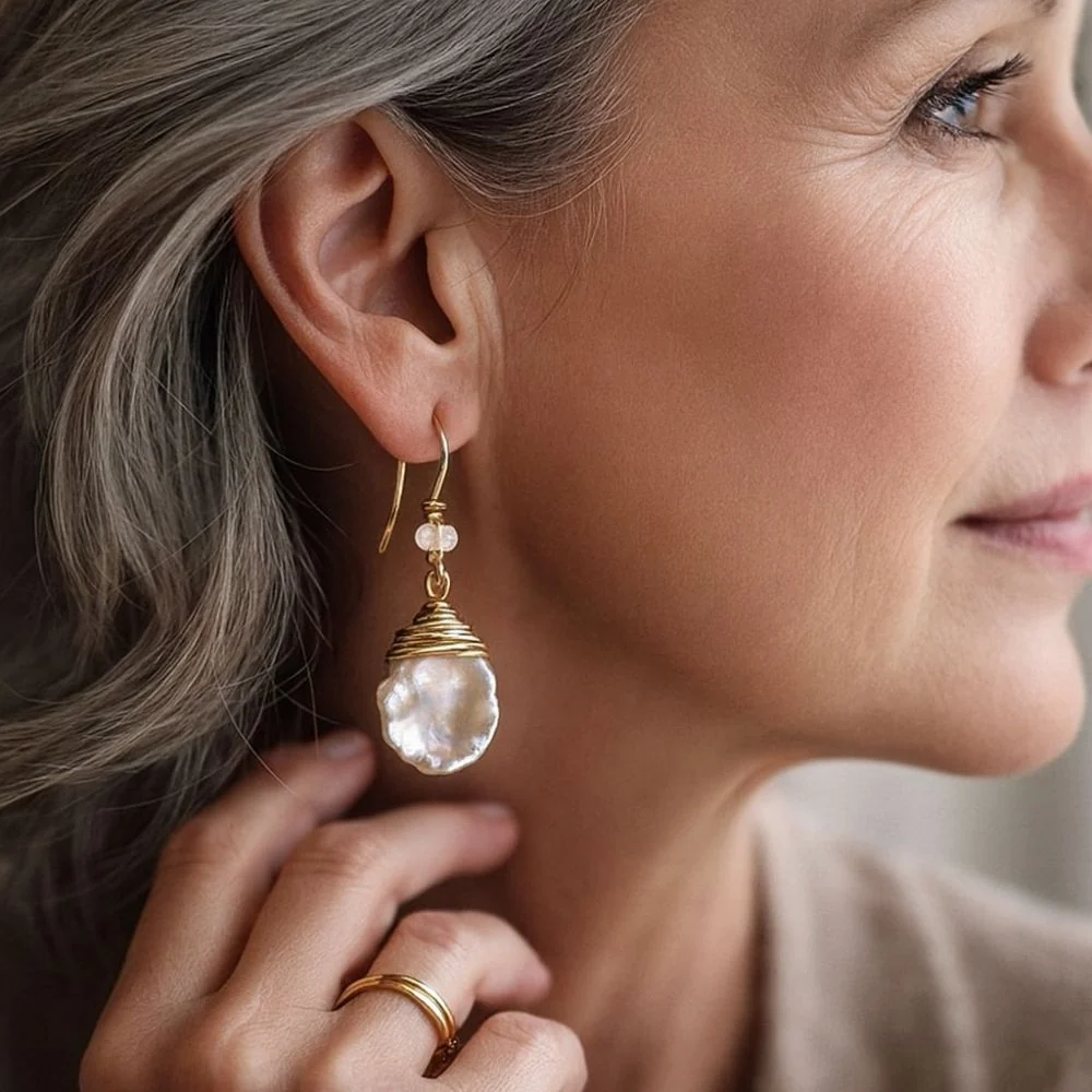 Vintage Barroque Pearl Drop Earrings - Image 2