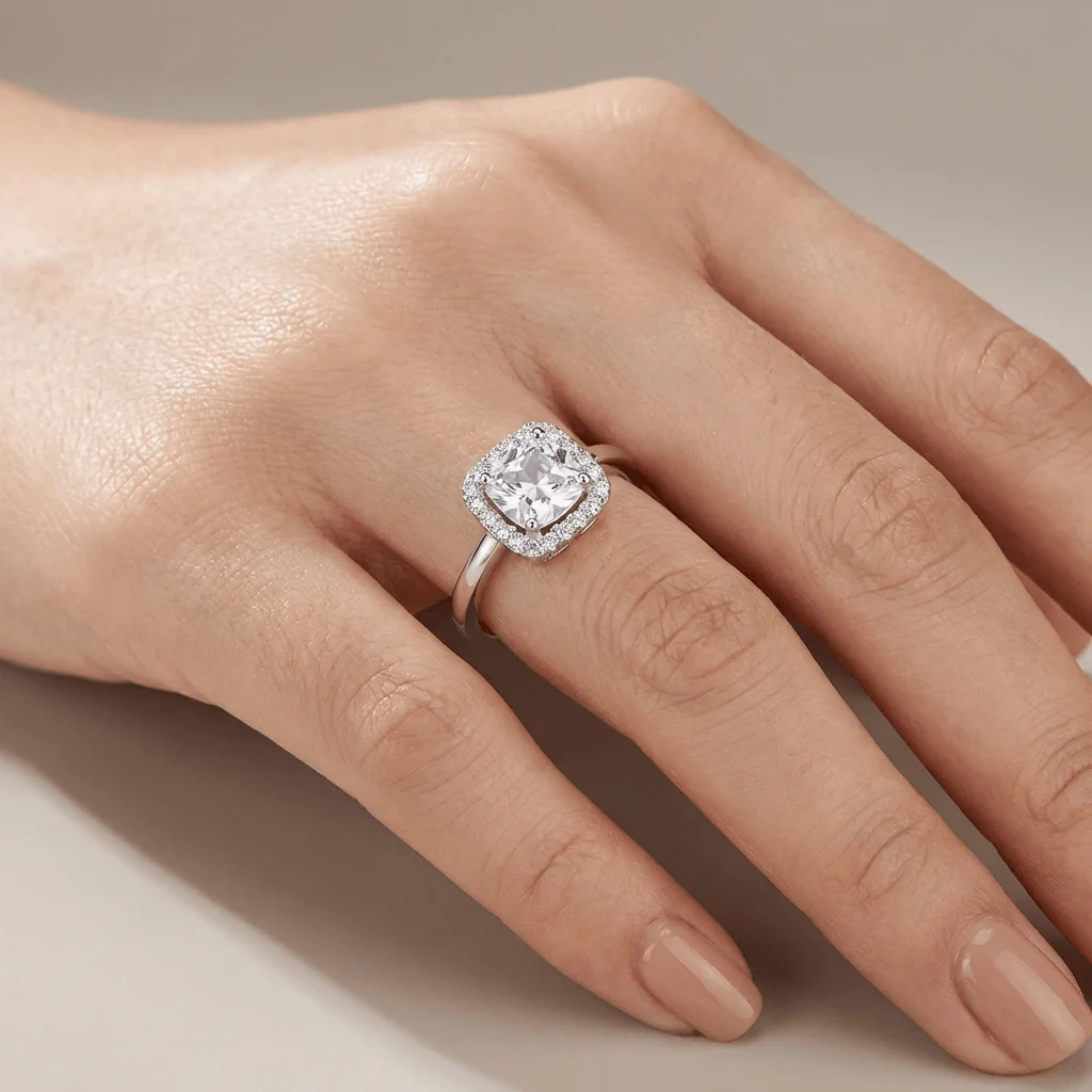 ZIRCONIA SILVER HALO RING - Image 2